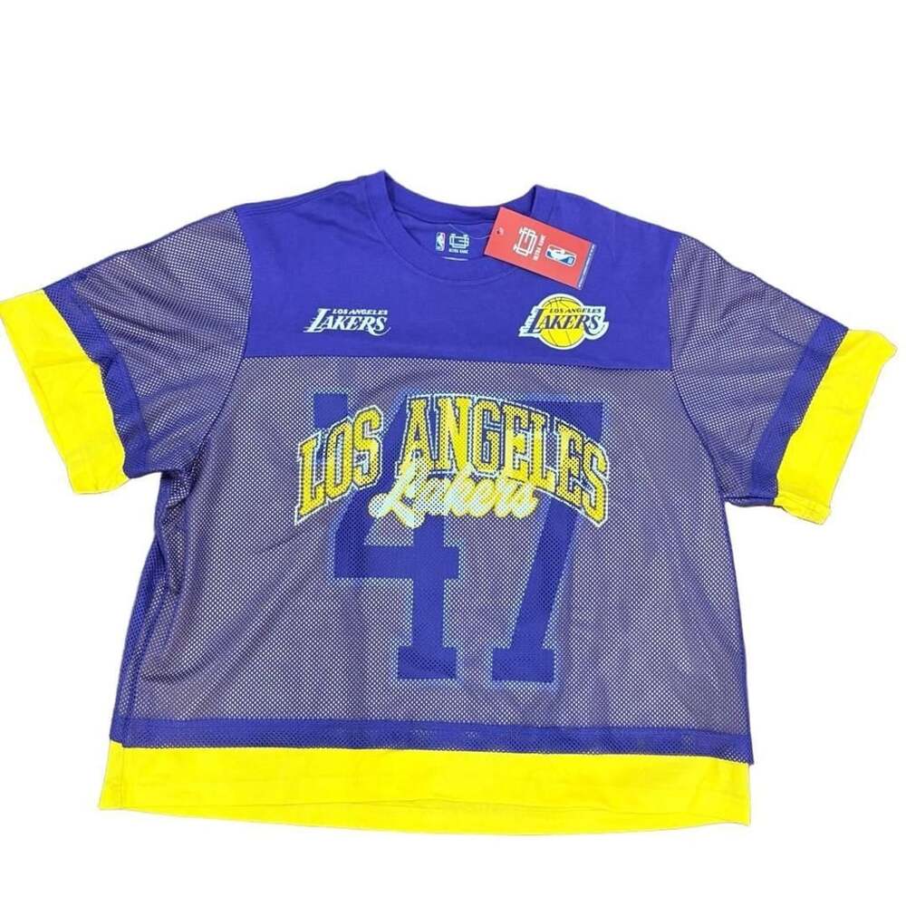 NWT NBA Ultra Game LA Lakers Purple Gold Mesh Jersey Shirt Basketball XL